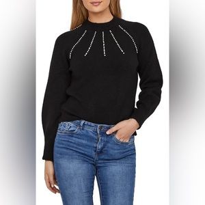 Pearl Detailed Black Sweater